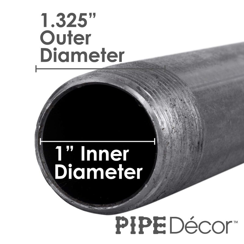 PIPE DECOR 1" x 8" Black Steel Plumbing Pipe, 6-Pack, Pre Cut Connector, Industrial Steel Grey Fits Standard One Inch Threaded Black Malleable Iron Fittings, Build Vintage DIY Furniture - Image 4